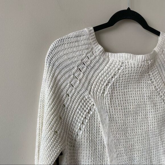 Trouvé-Chunky Knit Ivory/Grey Split Back Sweater - Picture 10 of 14